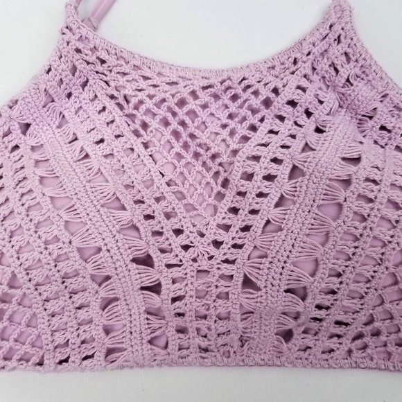 Xhilaration Bikini Top Junior Women Crochet Purple - Picture 4 of 9